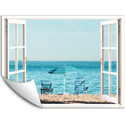 Murale chaise de plage bleu sarcelle