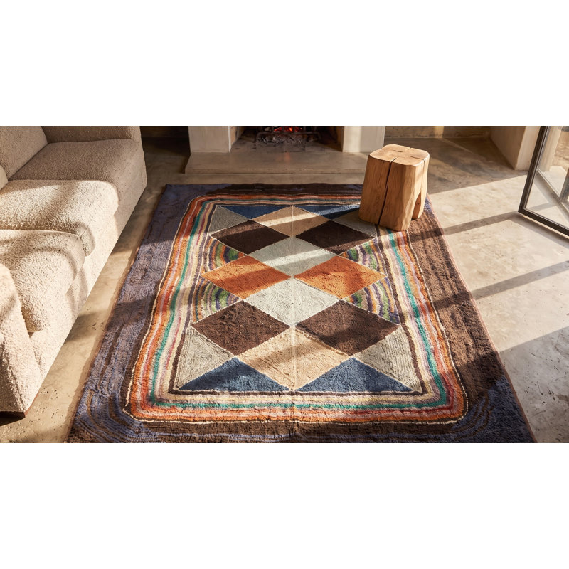 American Hooked Wool Small Scatter Size 1920s Antique Rug