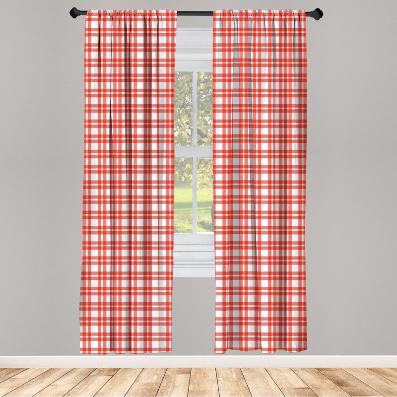 Plaid, Semi-Sheer, Rod Pocket, Curtain Panels, 28" x 84"