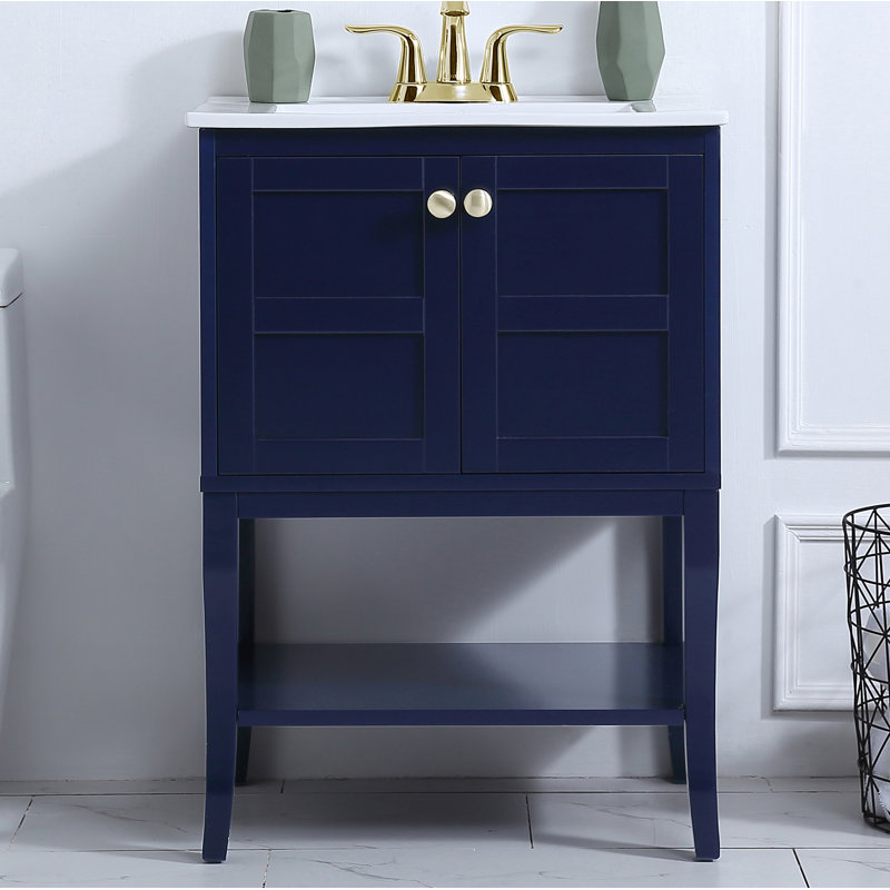 Lucin Single Bathroom Vanity with Ceramic Top, Blue