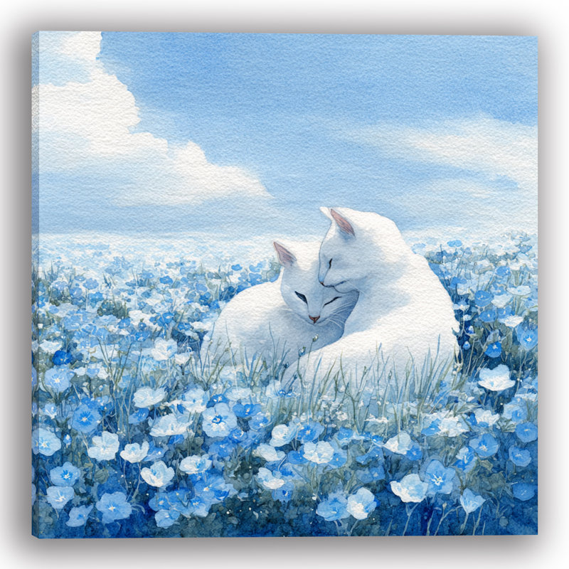 «Embrace in Blue Field», art mural sur toile tendue, H 20 po x l 20 po, 1