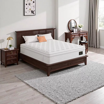 14 Queen Hybrid Mattress with Memory Foam & Pocket Springs - Fiberglass Free, Pressure Relief, Ergonomic Design for Bedroom, White