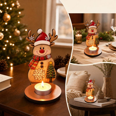 Décoration de Noël, bougeoir en bois, ornement de bureau, socle pour bougies sur pied, fabrication artisanale en bois massif, décoration festive pour la maison, cadeau de Noël.