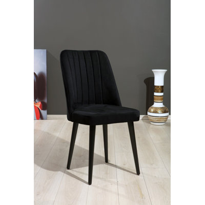 Ensemble de chaises moderne noir (2 pièces), 100% panneau de fibres à densité moyenne avec pieds en métal, épaisseur 18 mm | Dimensions: 18,1 po x 36,2 po x 17,7 po | Tissu 100% polyester, sièges élégants et confortables pour la maison et le bureau