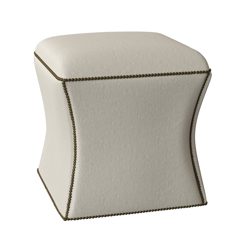 Roscoe 20" Cocktail Ottoman, Brass, Light Grey Leather 202-010