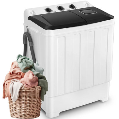 Portable Washing Machine 30lbs Capacity Washer And Dryer Combo 2 In 1 Compact Twin Tub Laundry Washer (19lbs) & Spinner (11lbs) With Built-in Drain Pu -  Himimi, *US01+WWMB005573_4