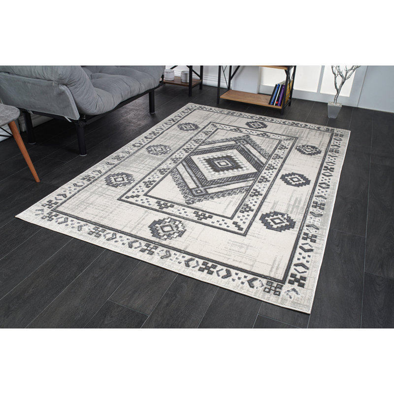 Tapis oriental gris / noir Purcellville, Rectangle 7 pi 10 po x 10 pi 6 po