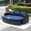 Chaise longue d'extérieur 5 pièces en osier avec coussins et table Toni-16132614-2562885