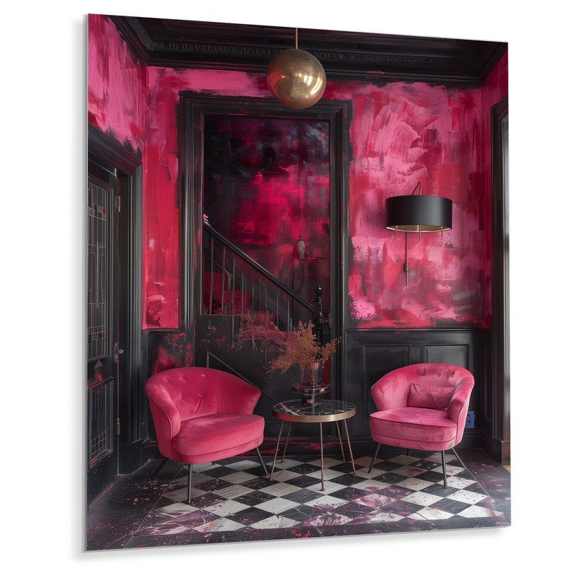 Rose, noir, chic, hôtel de ville - hôtels et loges, salon d'art mural, Cadre simple blanc, H 34 po x l 44 po