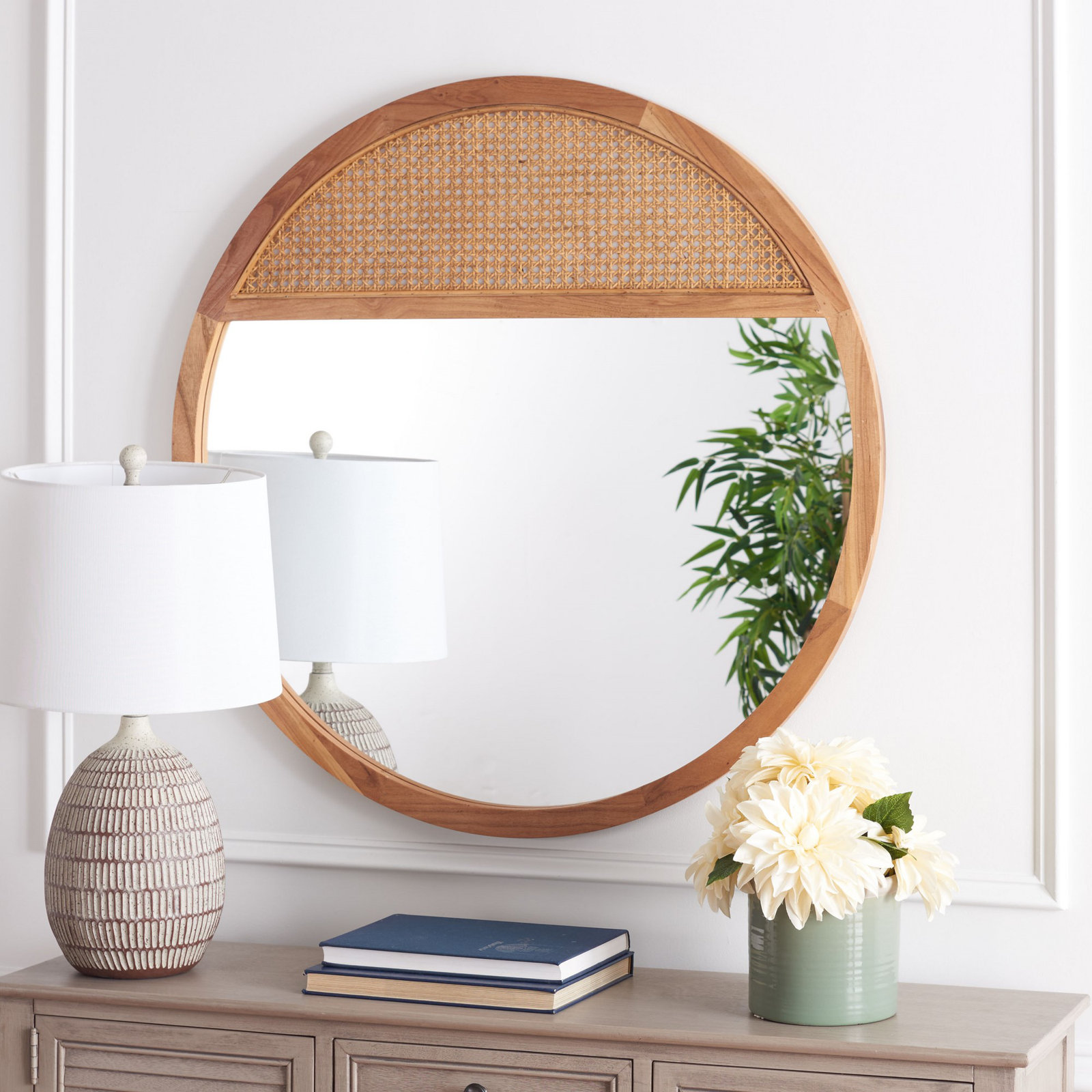 Karima Solid Wood Wall Mirror, Brown