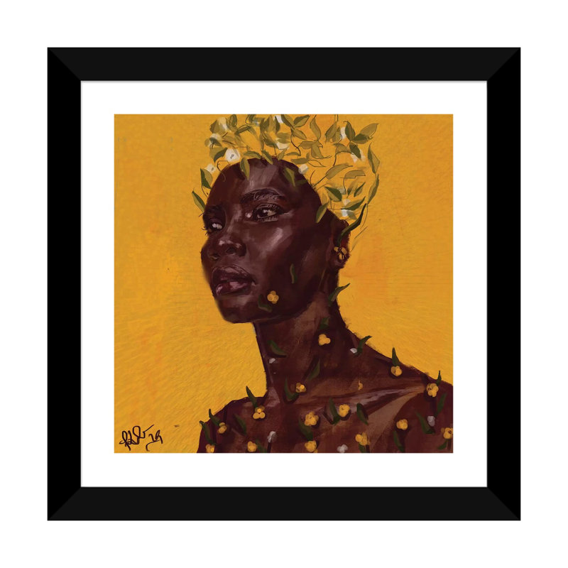 Sprout par Adekunle Adeleke-reproduction d’art, Blanc, H 24 po x l 24 po x p 1 po, Papier encadré noir