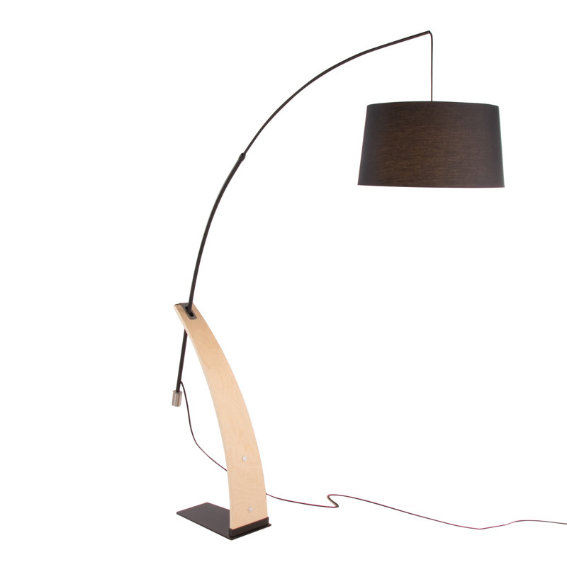 Lampe sur pied arquée 74 po Demariana, Noir, Naturel, Non