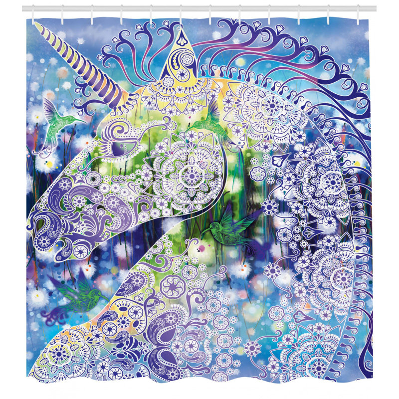 Shower Curtain with Hooks Included, 70" H x 69" W