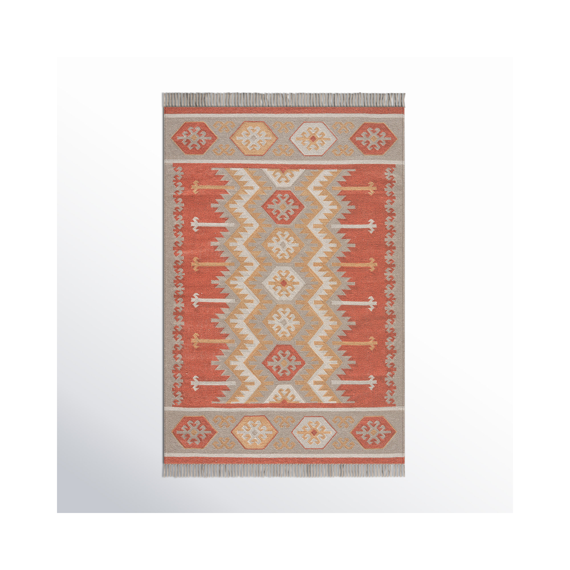 Avalyn Handmade Performance Orange Indoor/Outdoor Rug, Rectangle 3'6" x 5'6"