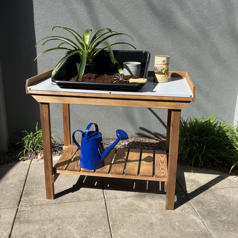 Table de jardiniers avec surface en étain Tierra l 42,5 po x P 20,5 po x H 36,2 po Collection Devonport