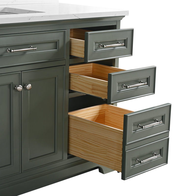 Ensemble de meuble-lavabo simple 54 po Aanayah, Vert rétro