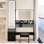 Extra Large LED Mirror Vanity Table + LED Dressing Mirror Cabinet + Cushioned Stool, Double Large LED Mirror, Touch Control, 3-color Switch, Brightness adjustable, Multi-layer High Capacity Storage