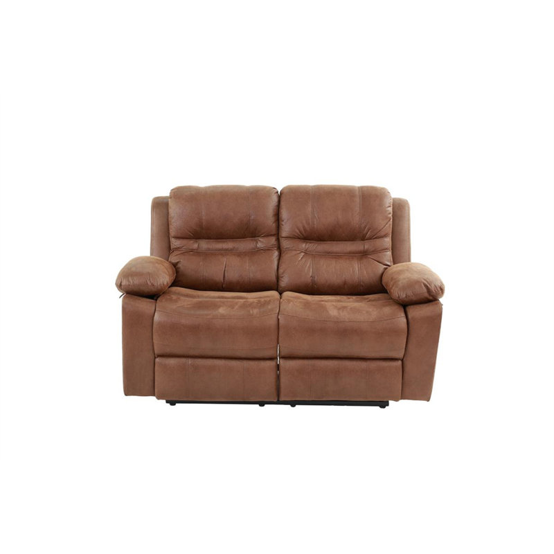 Summerall 63'' Faux Leather Reclining Loveseat, Dark Brown Faux Leather
