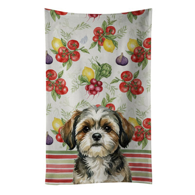 Brindle Shih Tzu Vegetables Kitchen Towel