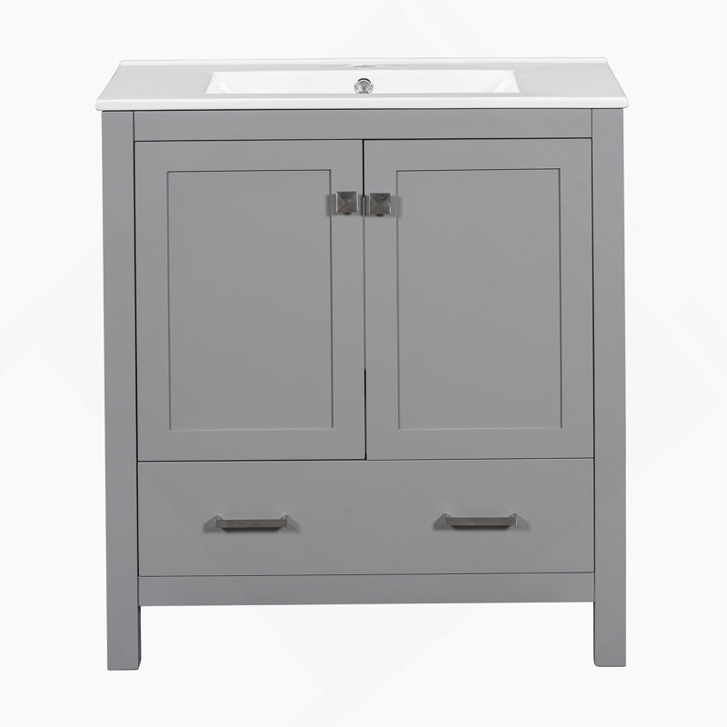 Meuble-lavabo de salle de bain avec lavabo simple, lavabo sous comptoir, armoire de rangement pour salle de bain, fermeture en douceur