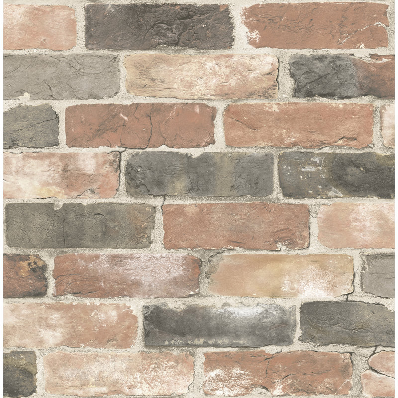 Rouleau de papier peint L 33 pi x l 20,5 po Reclaimed Bricks, Rouge