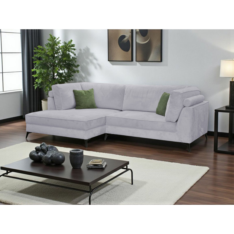 3 Seater Corner Sofa, Silver, Left Hand Facing