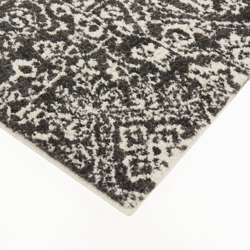 Vivian Charcoal Oriental Medallion Area Rug, Rectangle 5'3" x 7'