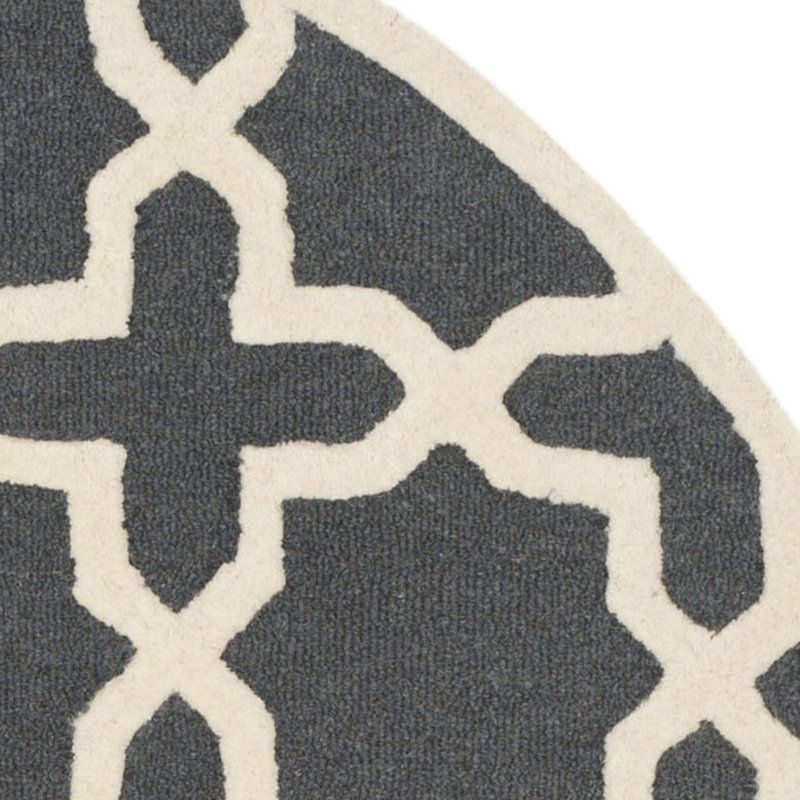 Igna Hand Tufted Wool Geometric Rug, Round 4'