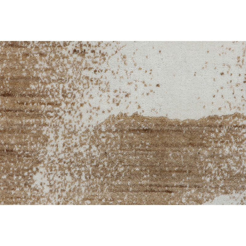 Tapis rectangulaire en laine / viscose noué à la main blanc / cuivre, Rectangle de 10 pi x 14 pi