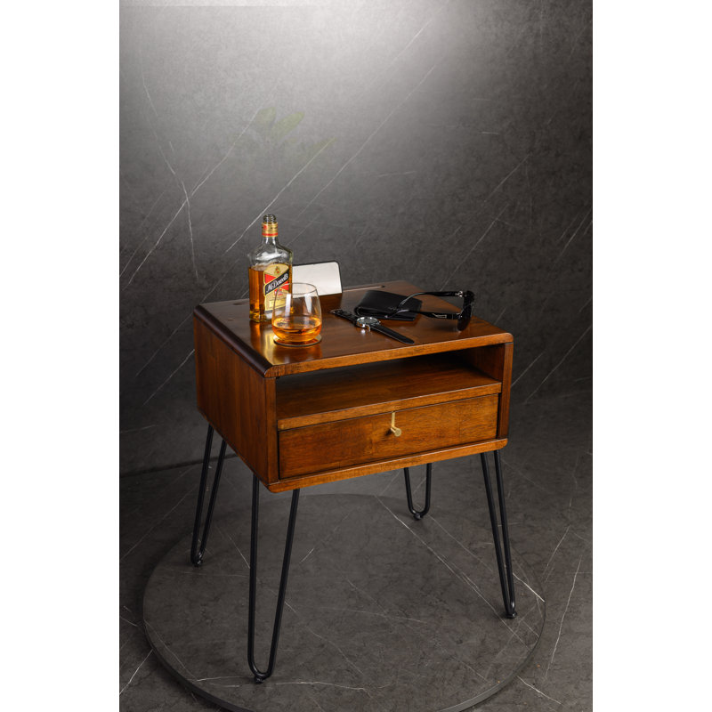 Marigold 48cm W Solid Wood Bedside Table