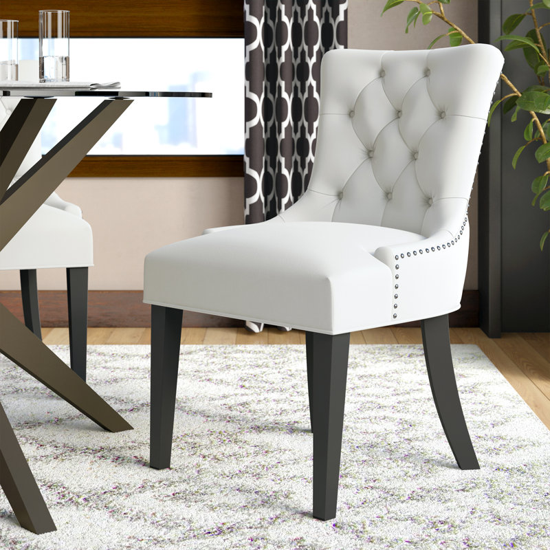 Regent Vinyl Button Tufted Dining Chair (Single Chair), Black