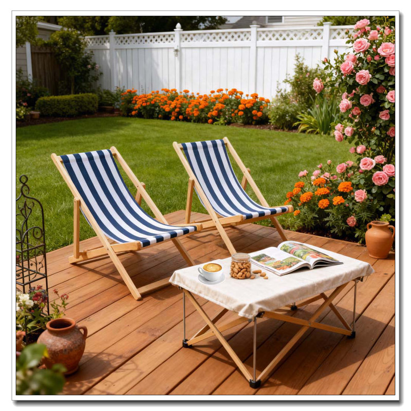 Ensemble de 2 chaises longues pliantes Populus