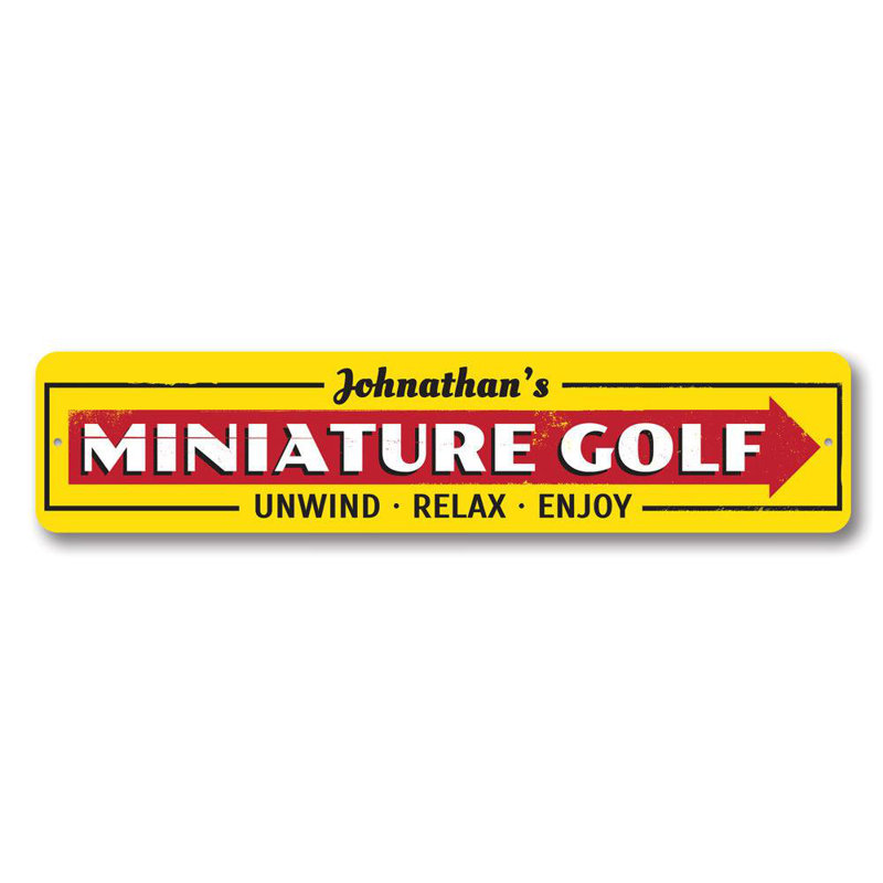 Mini-enseigne en aluminium Mini Golf, H 6 po x l 24 po x P 0,06 po