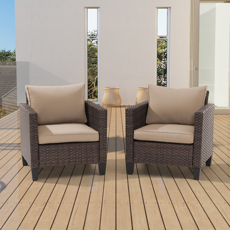 Chaise de patio avec coussins Goldwin, Brun, Sable