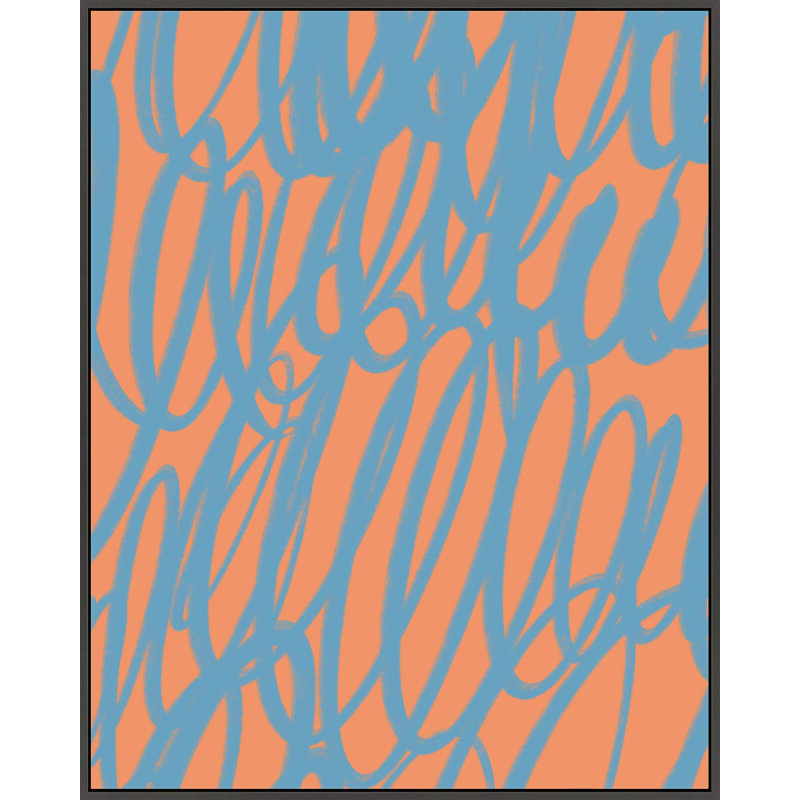 Zeya Color Squiggles 1 par Jacques Pilon - Art mural encadré, Toile avec cadre noir simple, H 50 po x l 40 po x P 1,25 po
