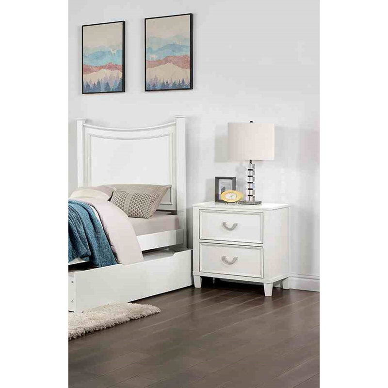 Table de chevet en bois massif Transition, Blanc