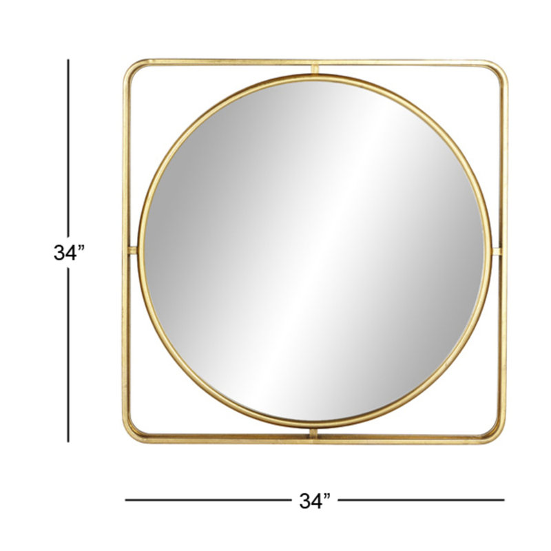 Metal Room Wall Mirror, 34" H x 34" W