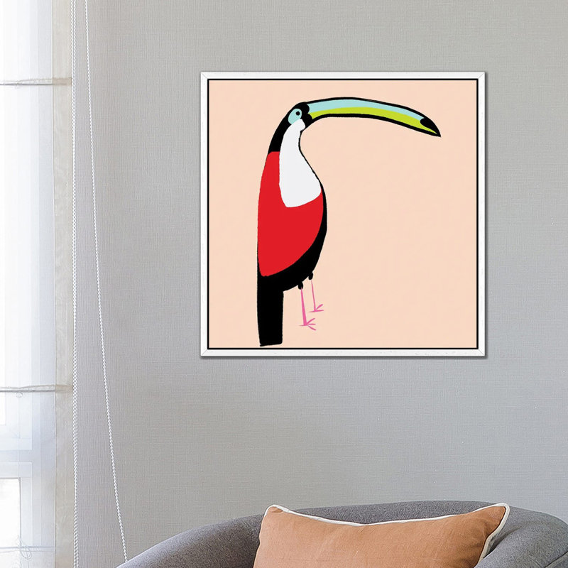 Abstract Toucan by Susan Bryant - Print on Canvas, White Framed Canvas, 66.04 cm H x 66.04 cm W