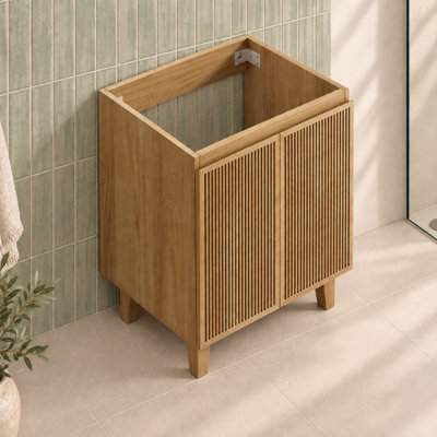 Meuble-lavabo autoportant LULA de 30 pouces, aspect bois, base seulement
