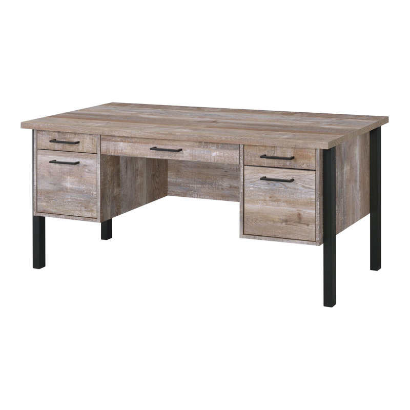 Bureau d'ordinateur 60 pouces à 4 tiroirs chêne vieilli