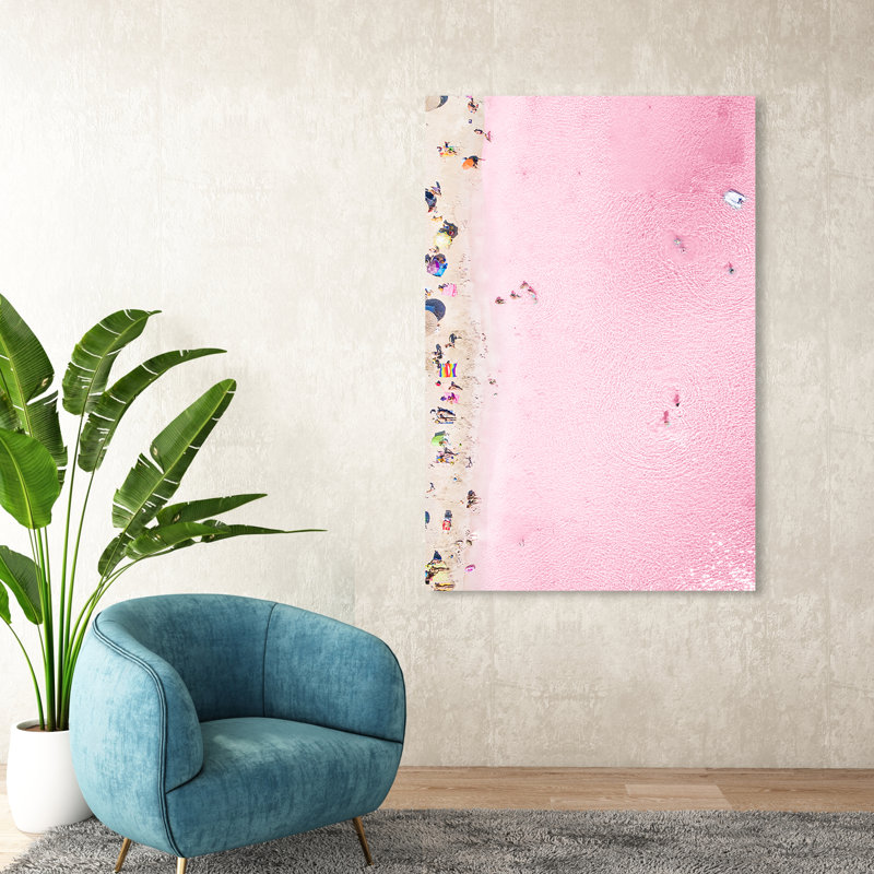 Nautique et plage rose côtière - impression, H 54 po x l 36 po, Toile tendue