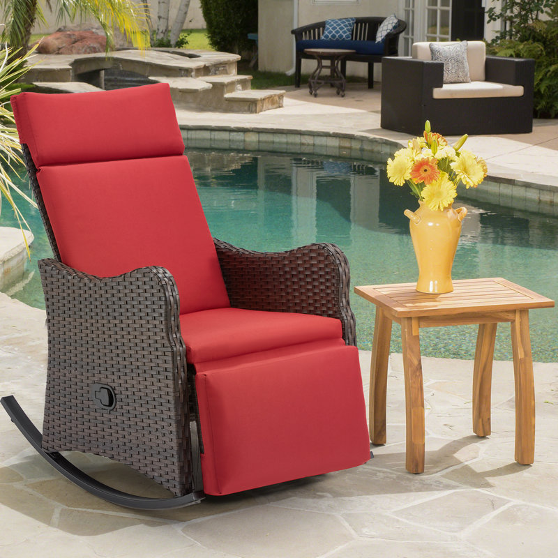 Chaise berçante d'extérieur en osier Edina, Rouge