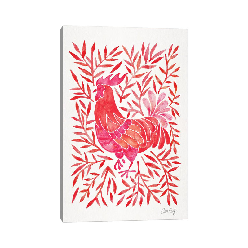 Coq par Coquillette - reproduction d'art, Aucun mat, H 40 po x l 26 po x P 1,5 po, Toile tendue
