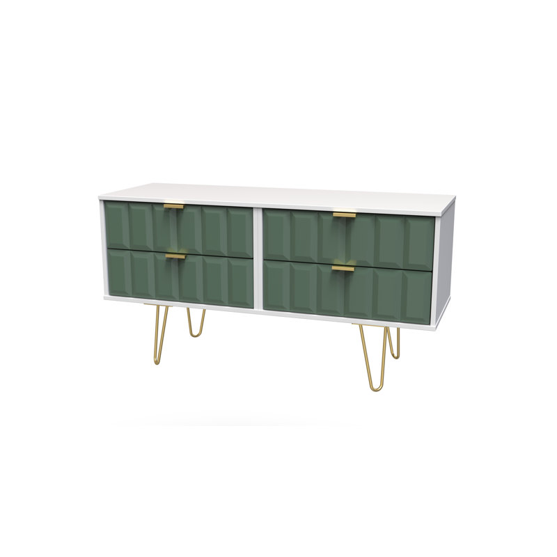 Allem 115 cm W Chest of 4 Drawers, Labrador Green/White