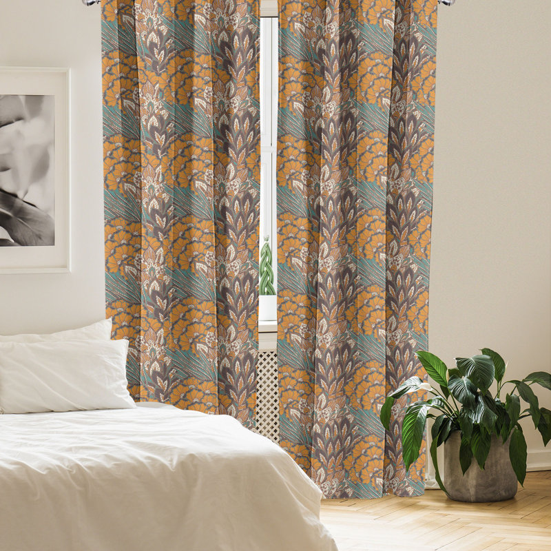 Floral Semi-Sheer Rod Pocket Curtain Panels, 28" x 95"