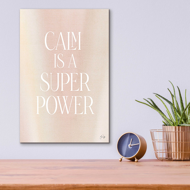 «Calm is a Super Power» par Yass Naffas Designs, art mural en verre acrylique, H 16 po x l 12 po x P 0,13 po