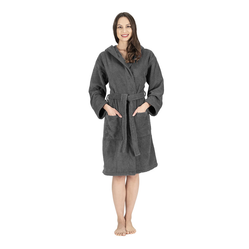 Collection de peignoir unisexe en coton à capuche, M, Gris foncé