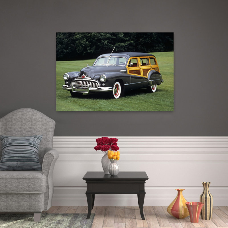 Art mural rétro rétro classique des années 1940 de Buick Woody, H 32 po x l 48 po