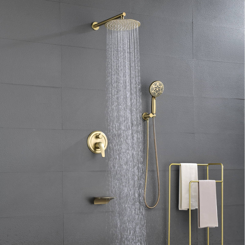 All-In-One Kit with Rough in-Valve, Brushed Gold