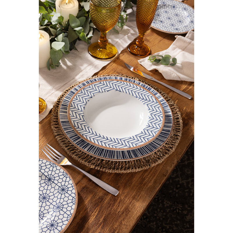 20 Piece Porcelain China Dinnerware Set - Service for 4